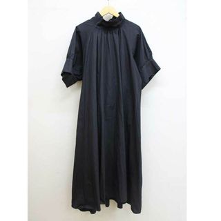 【夏物 新入荷】■ELFRANK/エルフランク■ハイネックギャザーワンピース/五分袖/ロング丈 ブラック/黒 レディース【中古】夏 525042 onepi(その他)