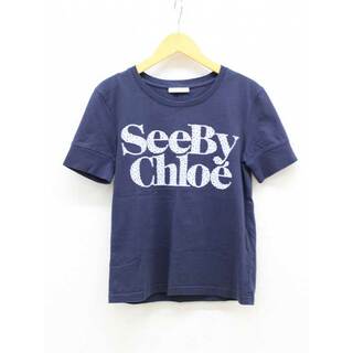 SEE BY CHLOE - 【夏物 新入荷】★SEE BY CHLOE/シーバイクロエ★ロゴプリントカットソー/おしゃれ/シンプル/可愛い/トップス/カットソー/Tシャツ/半袖 ネイビー/紺 レディース XS【中古】夏 325042