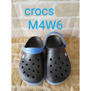 crocs - 美品！クロックス crocs　黒✕ブルー　サイズ  M4W6 　23cm