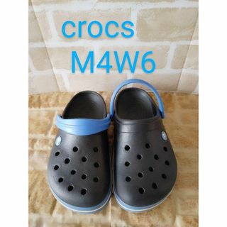 クロックス(crocs)の美品！クロックス crocs　黒✕ブルー　サイズ  M4W6 　23cm(サンダル)