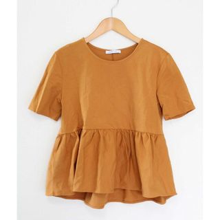 ザラ(ZARA)の【夏物 新入荷】●ZARA/ザラ●フリルカットソー/プルオーバー/半袖/ラウンドネック オレンジ色 レディース S【中古】夏 825042(Tシャツ(半袖/袖なし))