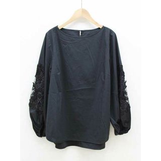 【夏物 新入荷】★DAMA collection/ダーマコレクション★袖レースブラウスプルオーバー/おしゃれ/シンプル/可愛い/トップス/ブラウス/長袖 ブラック/黒 レディース 13R【中古】夏 325042(シャツ/ブラウス(半袖/袖なし))