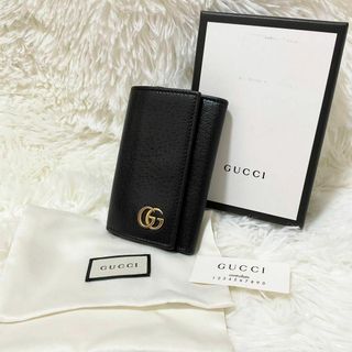 グッチ(Gucci)の【美品】GUCCI キーケース　マーモント　GG金具　6連　 ブラック　本革(キーケース)