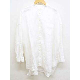 ネストローブ(nest Robe)の【夏物 新入荷】‡nest Robe/ネストローブ‡リネンシャツ/ポケット/長袖 ホワイト/白 レディース F【中古】 夏春 325042(シャツ/ブラウス(半袖/袖なし))