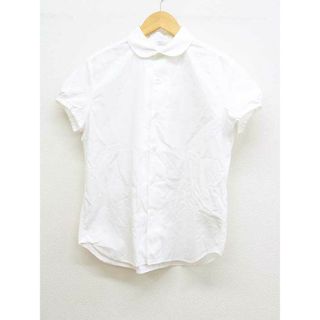 【夏物 新入荷】‡LE GLAZIK/ルグラジック‡ラウンドカラーシャツ/シンプル/半袖 ホワイト/白 レディース  38【中古】 夏 325042(シャツ/ブラウス(半袖/袖なし))