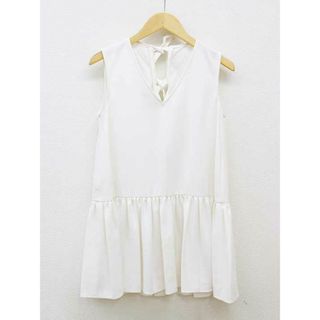 【夏物 新入荷】★ADEAM/アディアム★36996/チュニックブラウス/おしゃれ/シンプル/フェミニン/リボン/トップス/ブラウス/ノースリーブ オフホワイト/白 レディース 0【中古】夏 425042(シャツ/ブラウス(半袖/袖なし))