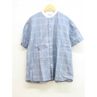 フィス(FITH)の【夏物 新入荷】■FITH/フィス■バンドカラーコットンチェックシャツ/半袖 ブルー×ホワイト/青×白 レディース 02【中古】夏 425042(シャツ/ブラウス(半袖/袖なし))