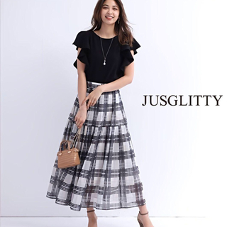 ジャスグリッティー(JUSGLITTY)のジャスグリッティー♡シアーチェックプリーツスカート 1(ロングスカート)