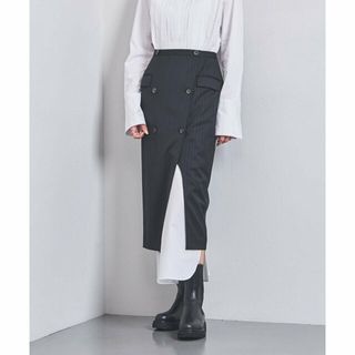 ユナイテッドアローズ(UNITED ARROWS)の【NAVY】ピンストライプ ラップスカート(ひざ丈スカート)