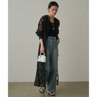 【ブラック】【Loungedress】エンブロイダリーレースワンピース