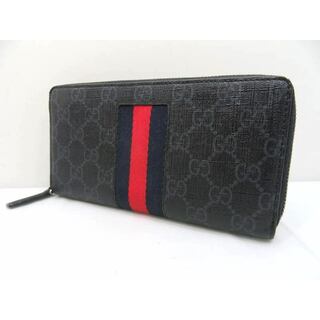 Gucci - 【中古】GUCCI ｸﾞｯﾁ　GGｽﾌﾟﾘｰﾑ　ﾆｭｰｳｪﾌﾞ　ﾌﾞﾗｯｸ　408831･493075　ﾗｳﾝﾄﾞﾌｧｽｽﾅｰ　長財布