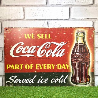 【44番】コカ・コーラ（Coca-Cola ）　アイス　コールド　ブリキ看板(ウェルカムボード)