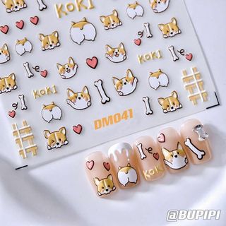 人気 3D ネイルシール コーギー 犬 ネイルアート デコ用品 貼る DM041(デコパーツ)