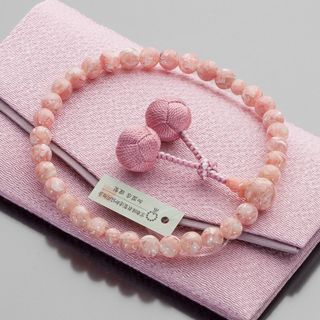 【人気商品】[仏壇屋 滝田商店] 数珠 女性用 ピンクシェル 8mm玉 正絹小田(その他)