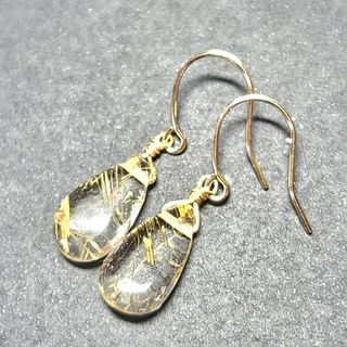 k18ピアス.プレーンペアシェイプルチルクォーツ(ピアス)