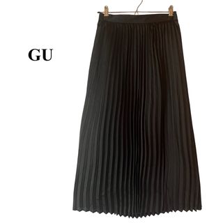 ジーユー(GU)の【美品】GU プリーツロングスカート ウエストゴム 黒 流行り(ロングスカート)