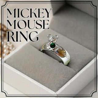 Disney - ❤Disney❤ミッキーマウスリング 指輪 立体 シルバー エメラルド フリー
