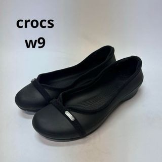 クロックス(crocs)のクロックス　黒 ブラック　パンプス25 w9 フラットシューズ　レインシューズ(ハイヒール/パンプス)