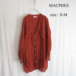 MACPHEE - MACPHEE ノーカラー リネン シャツ 麻 トップス サイド スリット 36