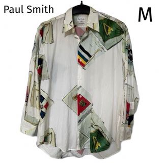 ポールスミス(Paul Smith)の希少★ポールスミスロンドン　総柄シャツ　長袖M イタリア　90s 国旗　綿100(シャツ)