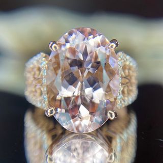 天然 モルガナイト ダイヤモンド 計6.15ct K18PG(リング(指輪))