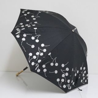 ジルスチュアート(JILLSTUART)の晴雨兼用傘 JILL STUART ジルスチュアート USED美品 晴雨兼用 レディース ブラック チェリー UV 47cm  S0859(傘)