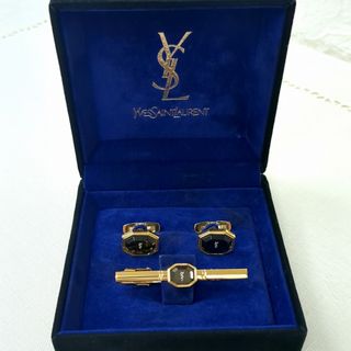 イヴサンローラン(Yves Saint Laurent)のイヴサンローラン ネクタイピン カフリンクス セット ゴールド ブラック ホワイト(ネクタイピン)