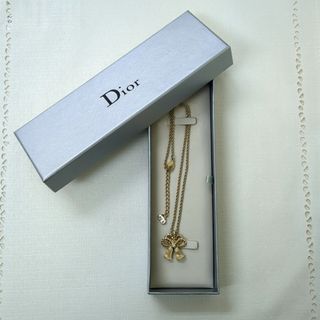 クリスチャンディオール(Christian Dior)のクリスチャンディオール ペンダントラインストーン ネックレス ゴールドカラー Dior(ネックレス)