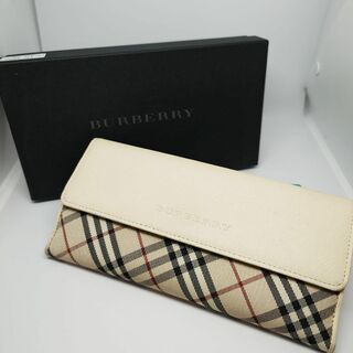 バーバリー(BURBERRY)の【美品】バーバリー  ノバチェック  長財布  ベージュ 三つ折り(財布)