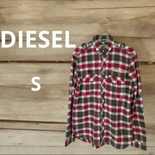 ディーゼル(DIESEL)のDIESEL　ディーゼル　ロゴ刺繍チェック柄ボタンダウンシャツ 　Sサイズ(シャツ)