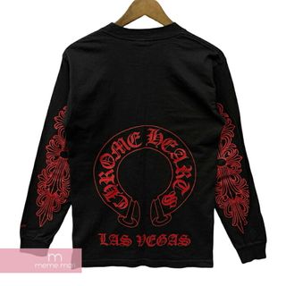 クロムハーツ(Chrome Hearts)のCHROME HEARTS Las Vegas Horseshoe L/S Tee クロムハーツ ラスベガス限定ロングスリーブホースシューTシャツ 長袖カットソー ロンT 袖フローラルプリント ブラック×レッド サイズS【230527】【新古品】【me04】(Tシャツ/カットソー(半袖/袖なし))