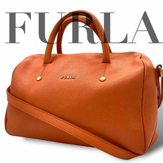 フルラ(Furla)の美品　フルラ　テッサ　ミニ　ハンドバッグ　ボストン 2way レッド系(ハンドバッグ)