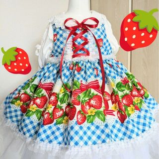 シャーリーテンプル(Shirley Temple)のハンドメイド　ワンピース　ベビー服　シャーリーテンプル風　ロリィタ　いちご(ワンピース)