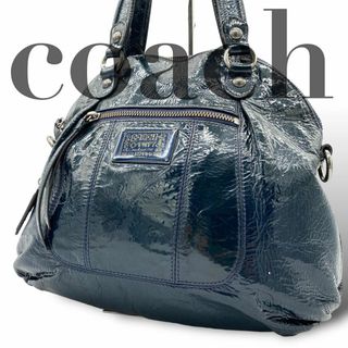 コーチ(COACH)のCOACH コーチ ポピー ハンドバッグ エナメル 緑色 グリーン 手提げ(ショルダーバッグ)