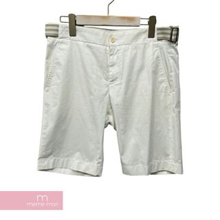 エルメス(Hermes)のHERMES Waist Border Belt Shorts 935060H390 エルメス ウェストボーダーベルトショーツ ショートパンツ ハーフパンツ ボーダー柄 腰ベルト ホワイト サイズ40【240529】【中古-C】【me04】(スラックス/スーツパンツ)