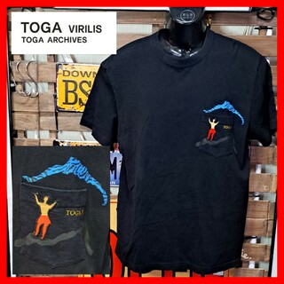 トーガビリリース(TOGA VIRILIS)のTOGA VIRILIS トーガビリリース　胸ポケット　刺繍　半袖Tシャツ　46(Tシャツ/カットソー(半袖/袖なし))