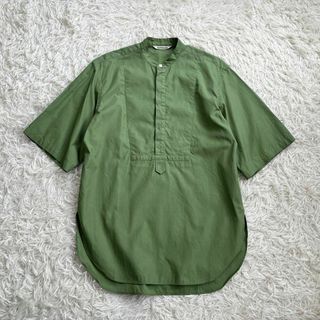 AURALEE - 【美品・23ss】オーラリー/AURALEE バンドカラー 半袖シャツ　グリーン