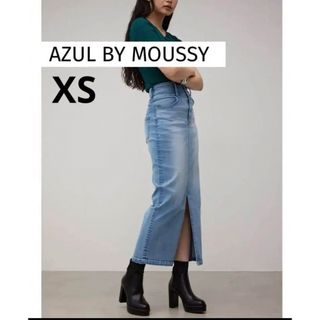 アズールバイマウジー(AZUL by moussy)のハイウエストスリットデニムスカート　アズール(ロングスカート)