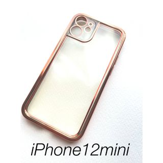 iPhone12miniゴールドラインクリア透明iphone12ミニケース新品(iPhoneケース)