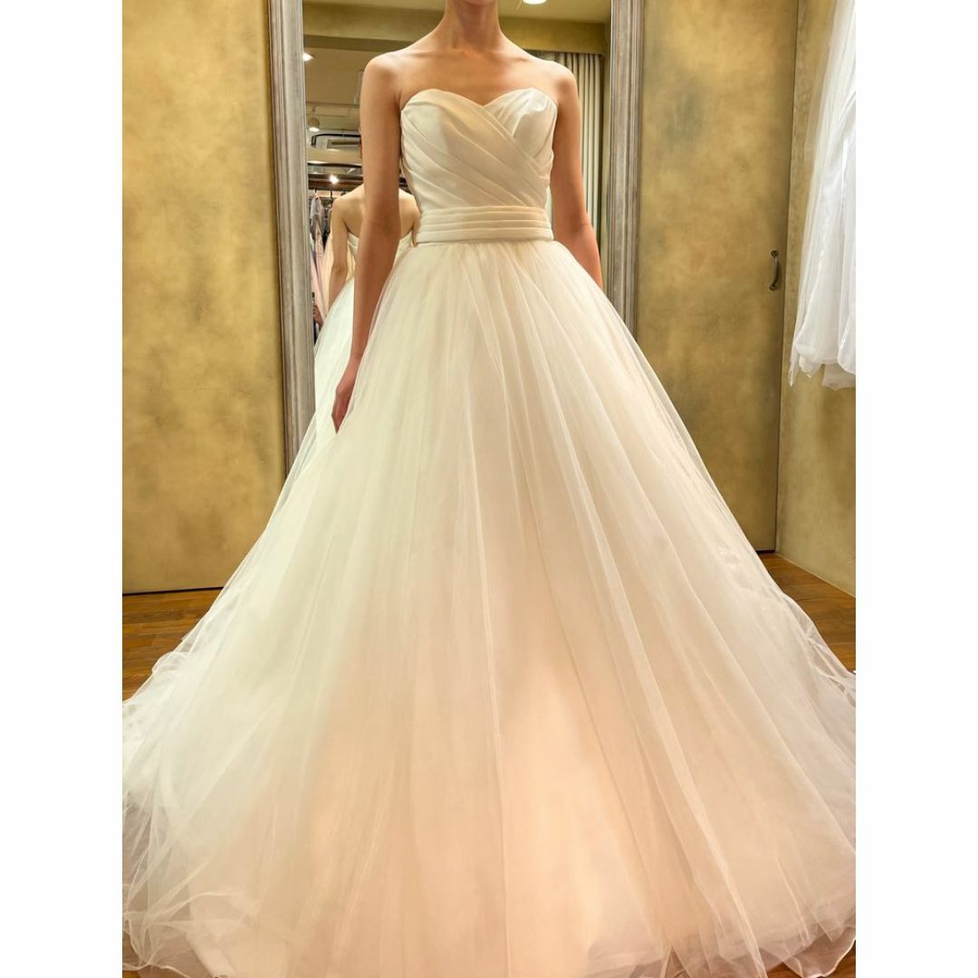 ウエディングドレス ベアトップ ロングトレーン ファスナー 結婚式/披露宴