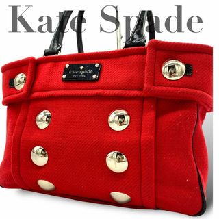 kate spade new york - ケイトスペード　ハンドバッグ　コート風トートバッグ　レッド キャンバス