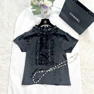 シャネル(CHANEL)の★CHANEL★極美品★シルク★ワッフル★リトルブラック★ブラウス(シャツ/ブラウス(半袖/袖なし))