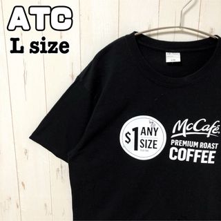 ATC カフェ　コーヒー　tシャツ ビッグシルエット　半袖　黒　Lサイズ　古着(Tシャツ/カットソー(半袖/袖なし))