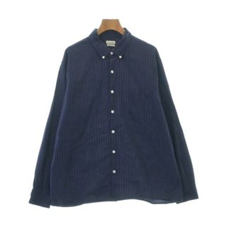 steven alan カジュアルシャツ L 紺x白(ストライプ) 【古着】【中古】