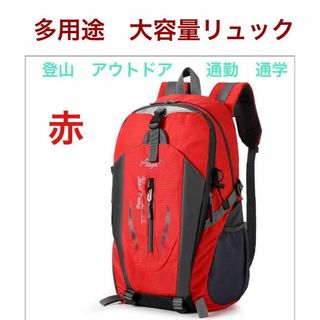 リュックサック　バックパック　赤　レッド　アウトドア　男女兼用　登山　多用途(その他)