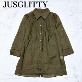 JUSGLITTY - ■JUSGLITTY 麻×綿 ブラウス シャツ 袖ロールアップ可 カーキ