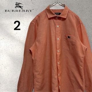 BURBERRY BLACK LABEL - バーバリーブラックレーベル　リネン混シャツ　２　オレンジ　ロールアップ袖