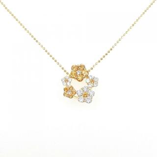 K18YG フラワー サファイヤ ネックレス 0.41CT(ネックレス)