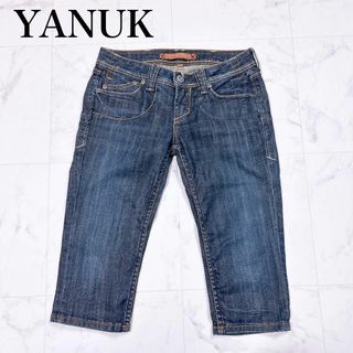 ヤヌーク(YANUK)の◇YANUK デニムパンツ ハーフパンツ 牛革ラベル ブルー　27(デニム/ジーンズ)