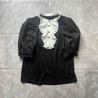 iDea Luce イデアルーチェ フレンチトップス ブラック(シャツ/ブラウス(半袖/袖なし))